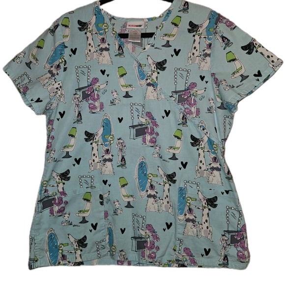 Scrubstar Other - Scrubstars Scrub Top Size Large Poodle Dog Groomer Vet Tech Medical Uniform